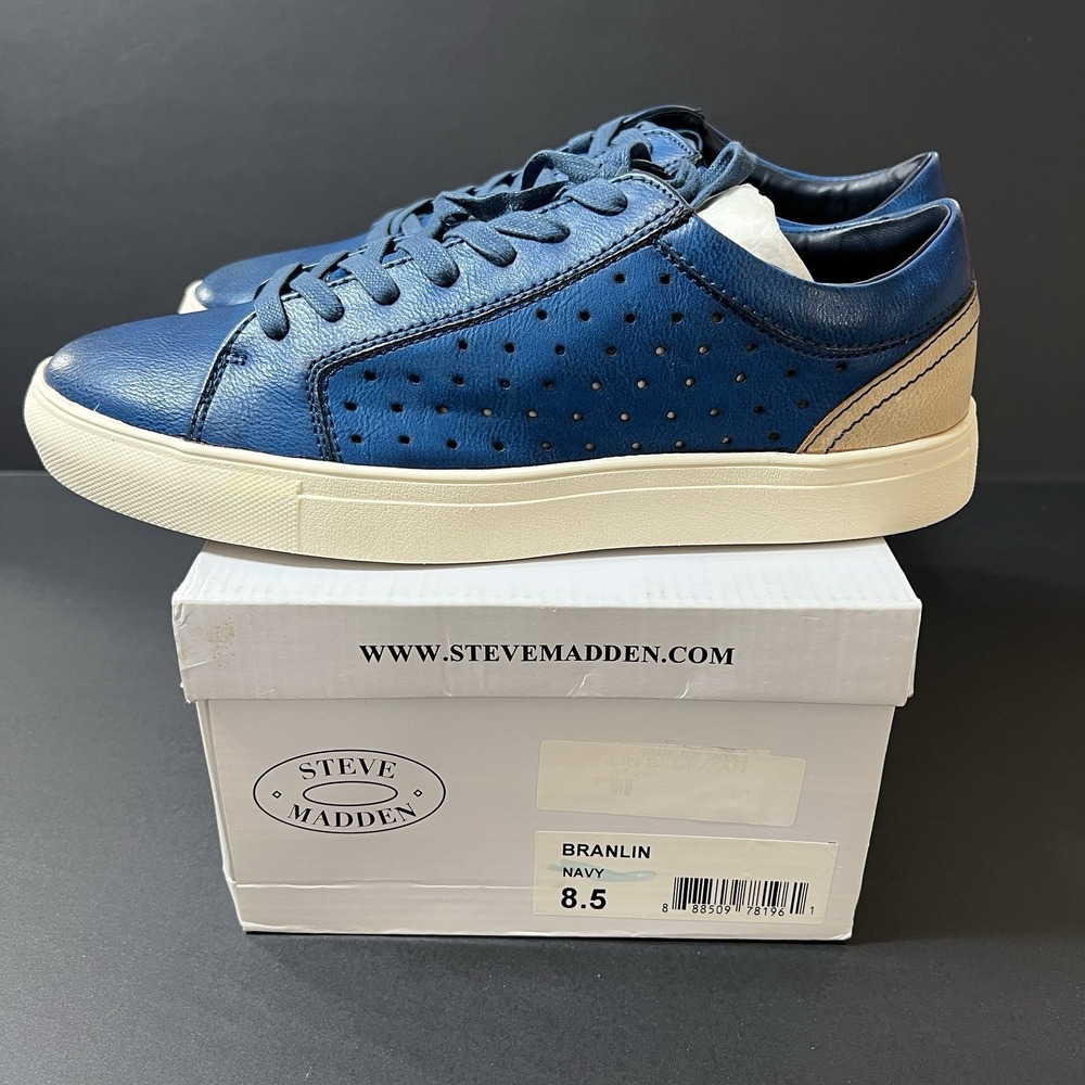 Steve Madden Fashion Sneaker Blue Low Suit Shoes Size 8.5 Branlin Preppy NIB